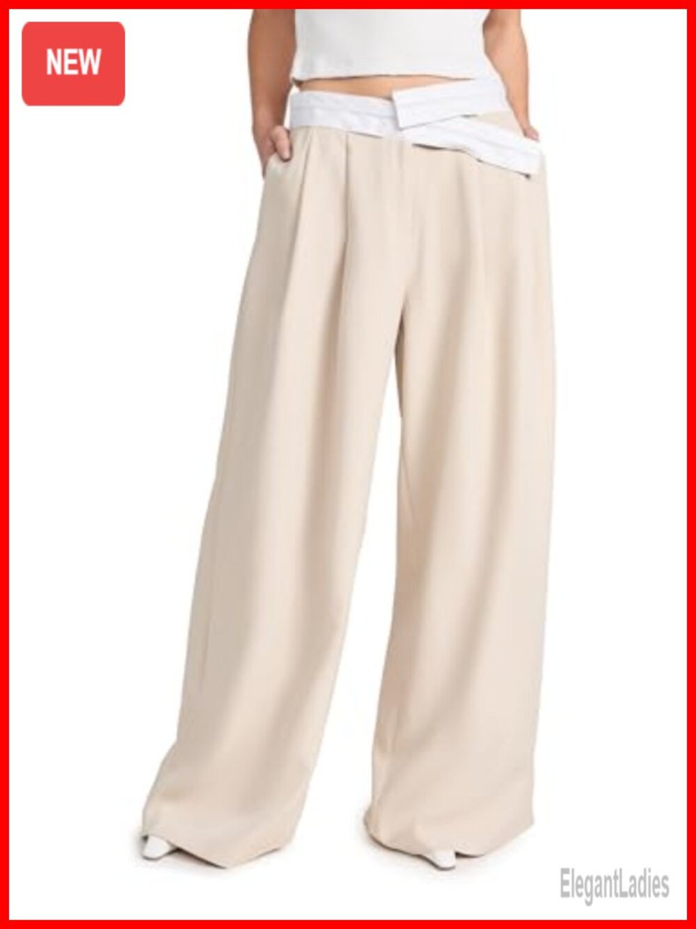 Mid-Weight Stretch Suiting Pleated Wide Leg High Rise Work Pants
